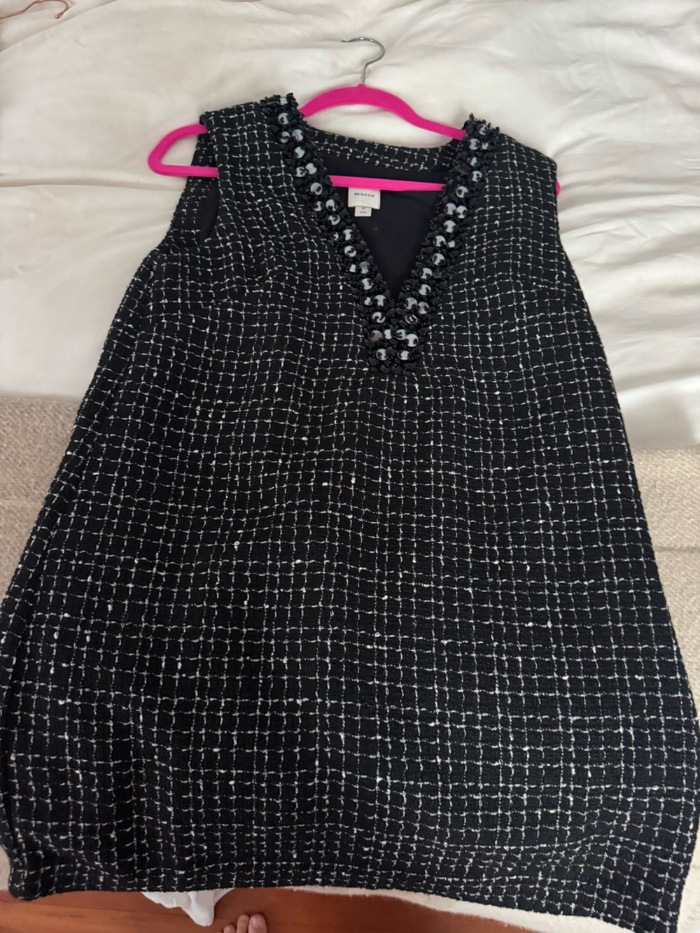 Maeve Black Tweed V-Neck Sequin Mini Dress - Picture 3 of 5